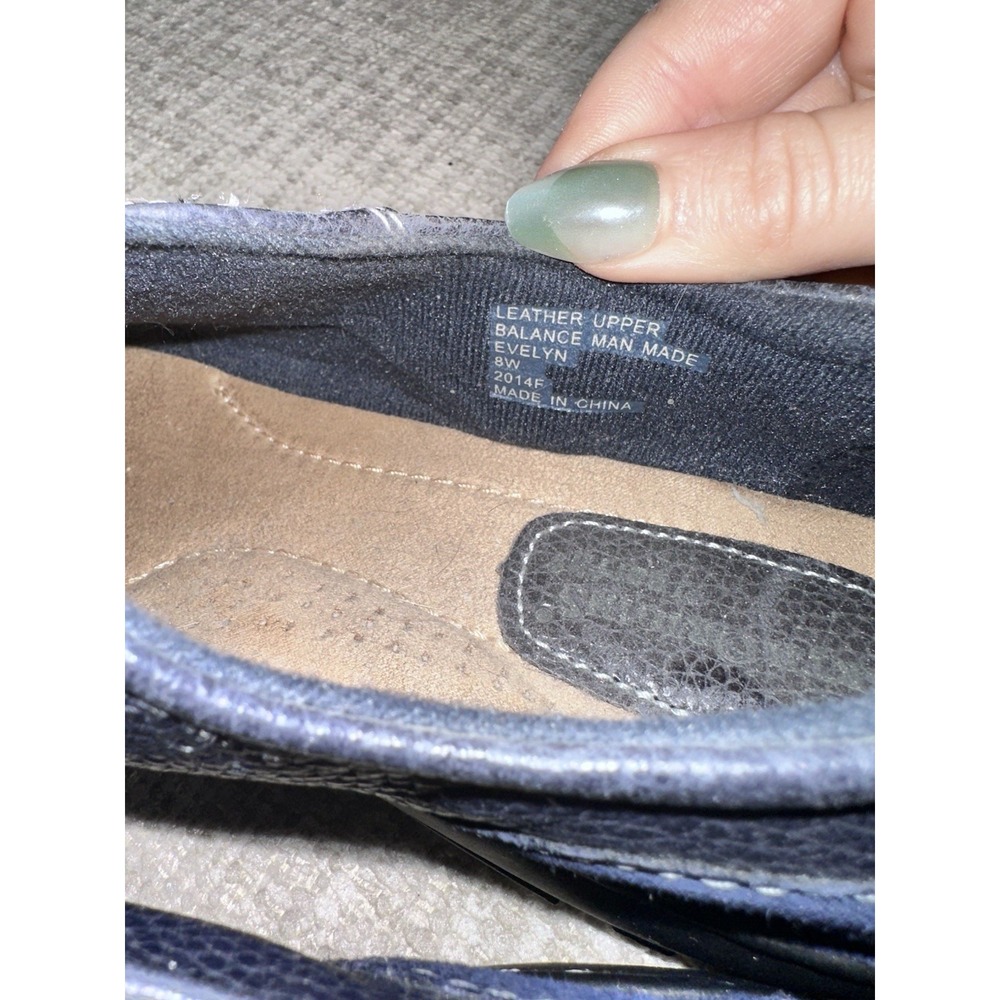Earth Origins Shoes Womens 8 W Evelyn Slip On Comfort Loafers Navy Leather - Picture 7 of 7